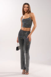 ALL EYES ON ME RHINESTONE FLARE TROUSER