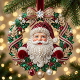 Sparkly Jeweled Santa Claus Christmas Mica Ornament