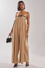 DIANE STRAPLESS OVERSIZED KHAKI JUMPSUIT