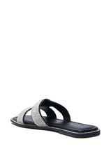 AKIRA PRINCESS PEACHY BLACK SLIP ON EMBELLISHED SANDAL