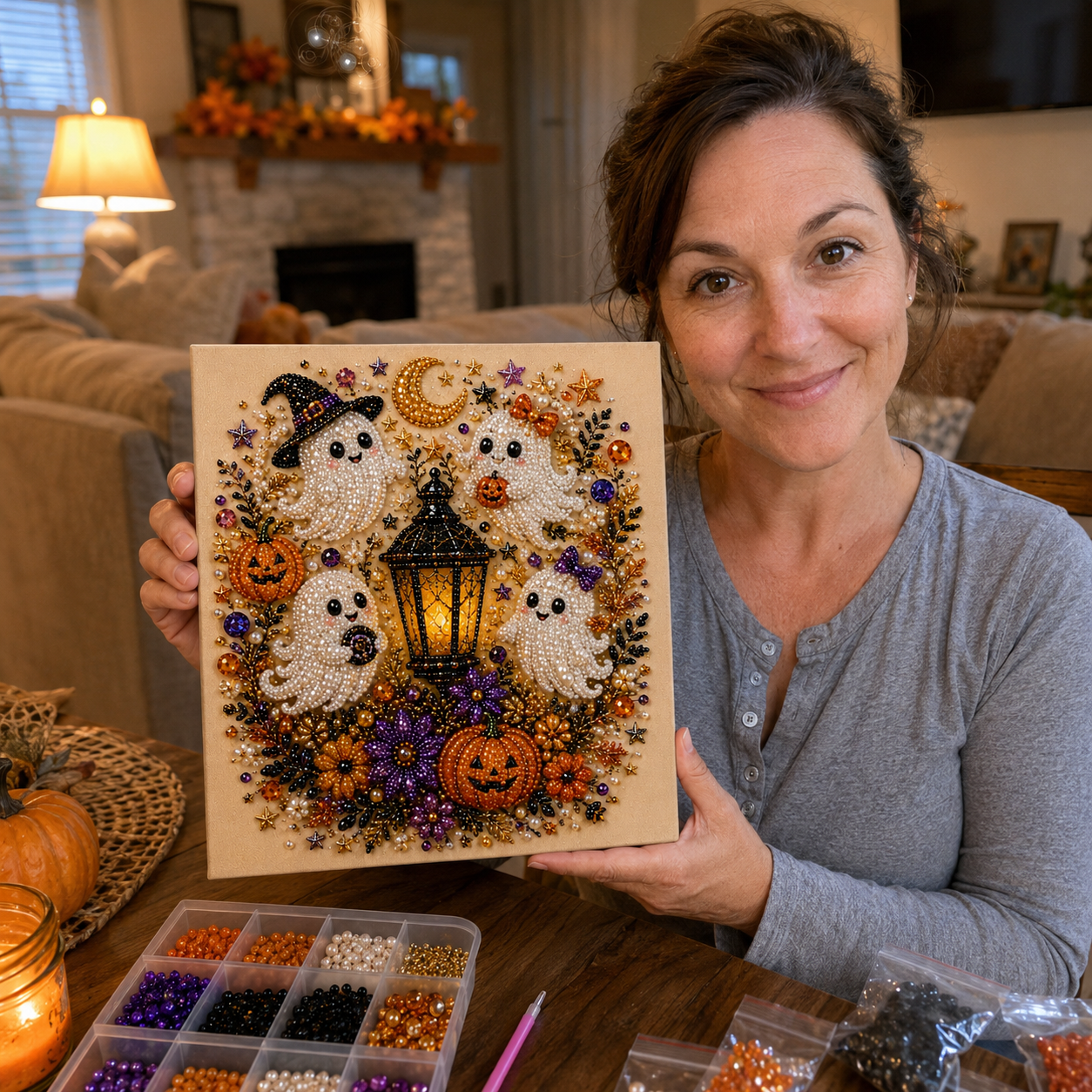 💥 Last Day 49% OFF – 👻✨ Halloween Pearl Art DIY Kit --📦Free Shipping