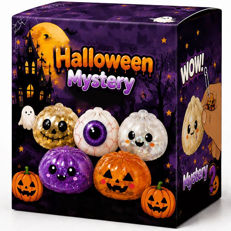 🎃 Halloween Squishy Squeeze Toy – 5 Styles Soft Pumpkin & Eyeball Fidget Toys 👻-V