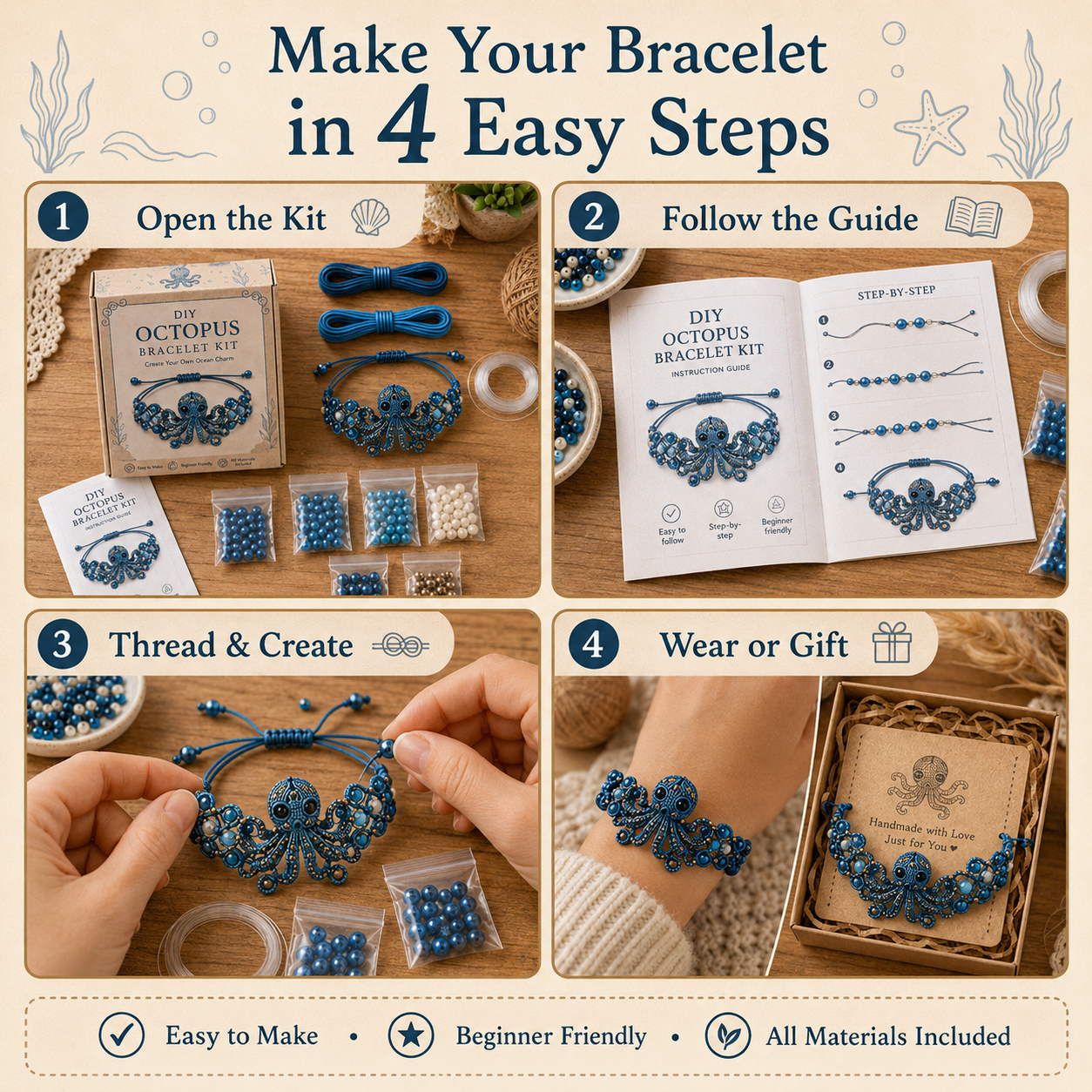 🐙DIY Animal Beaded Bracelet Kit