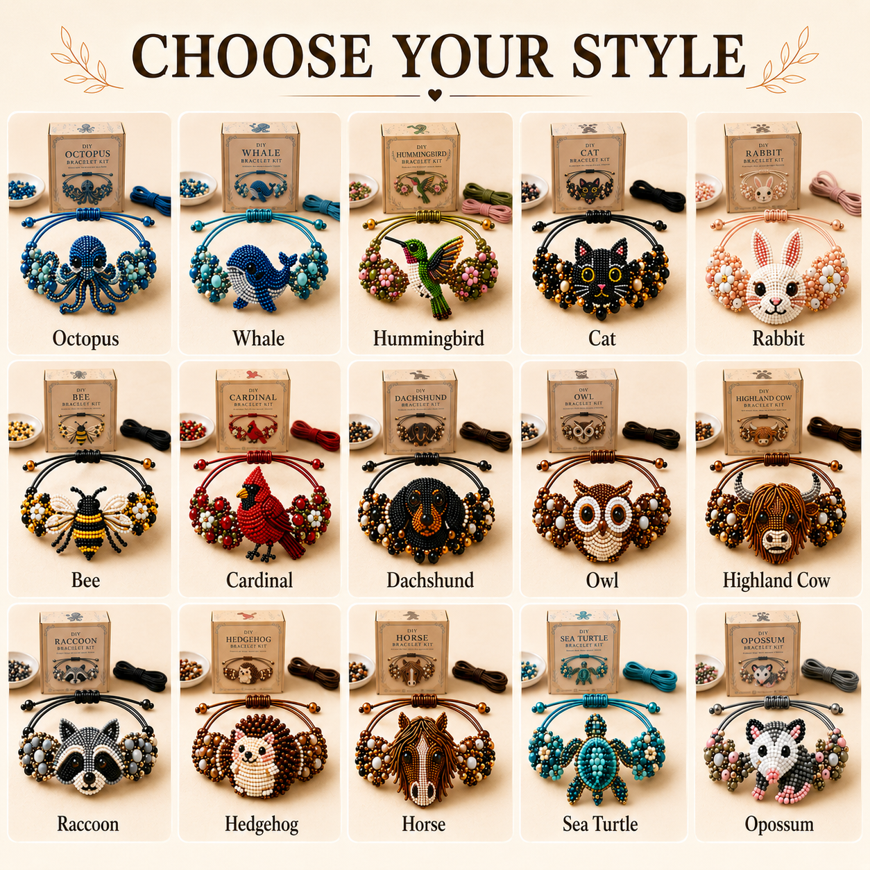 🐙DIY Animal Beaded Bracelet Kit