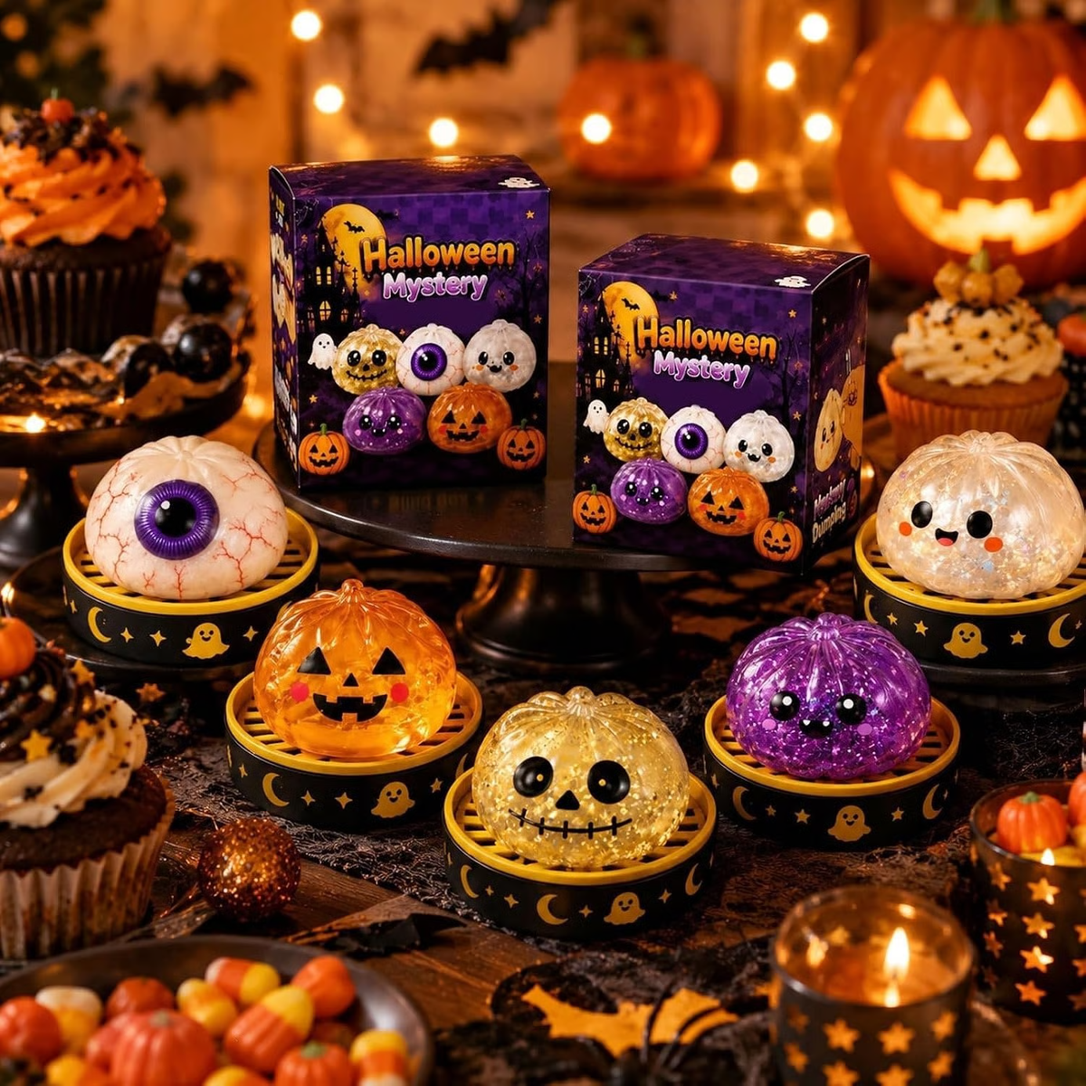 🎃 Halloween Squishy Squeeze Toy – 5 Styles Soft Pumpkin & Eyeball Fidget Toys 👻-V