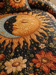 Celestial Sunflower Moonlight Quilted 3-Piece Bedding Set