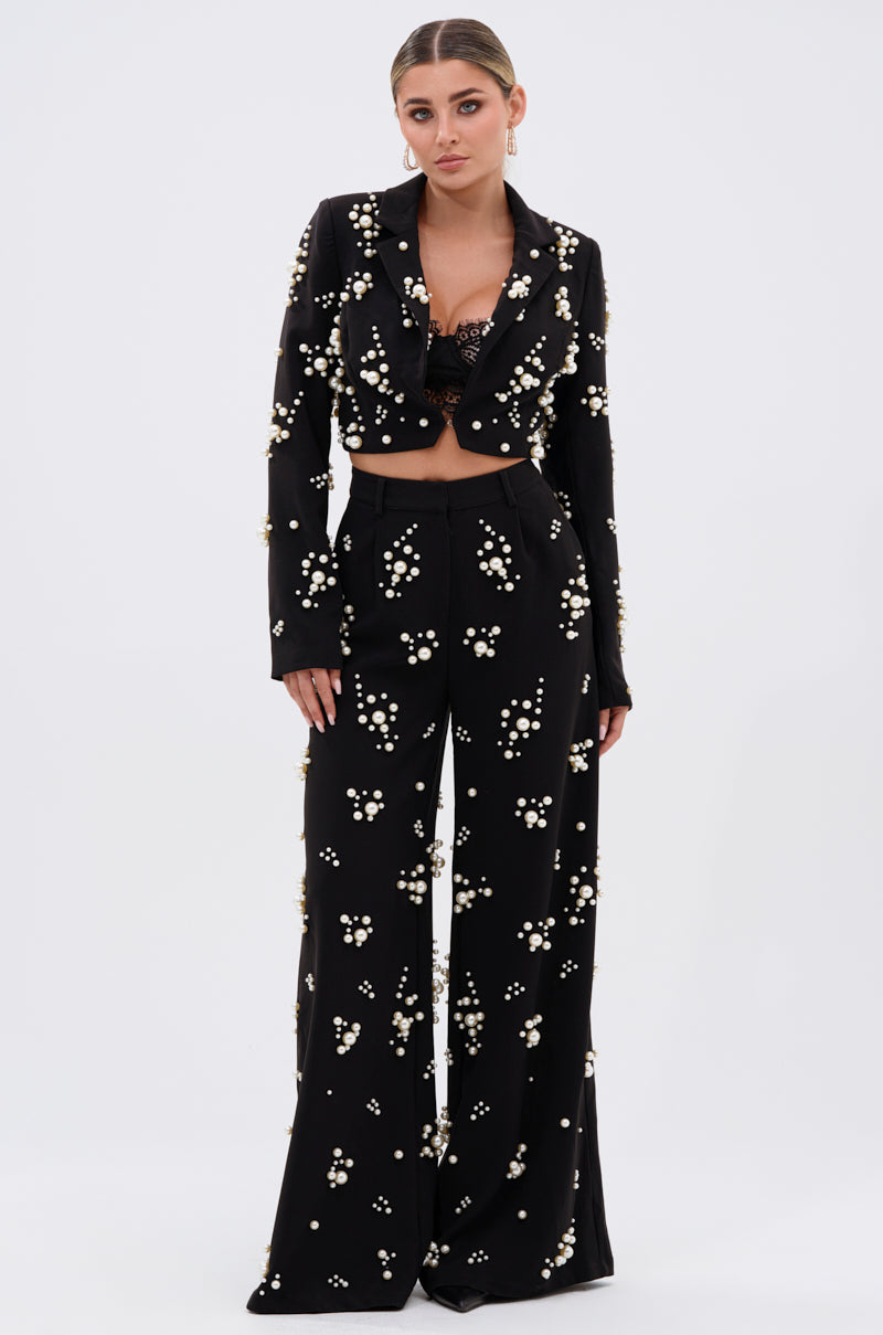 OLD FLAME EMBELLISHED BLAZER IN BLACK
