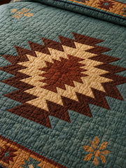 Desert Aztec Star Quilted 3-Piece Bedding Set – Rustic Southwestern Quilted Bedding with Matching Pillow Shams
