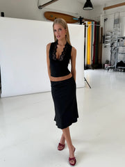 Lucia basic lace top - black