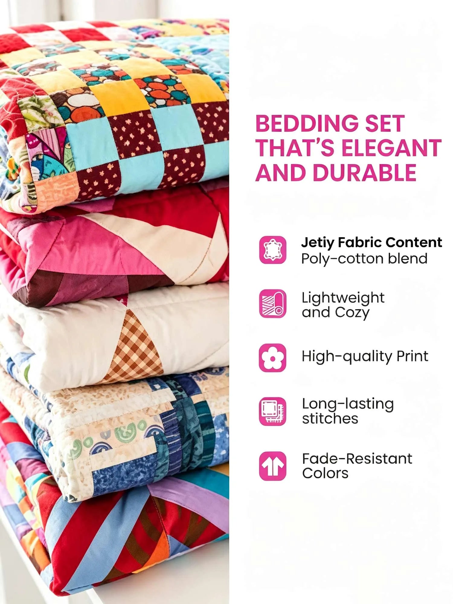 Mixed Botanical Garden Patchwork 3-Piece Quilted Bedding Set