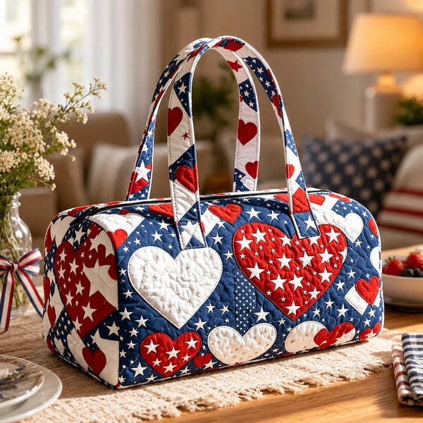 Floral American Flag Travel Duffel