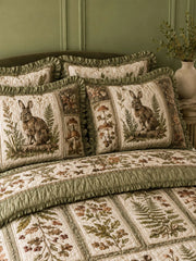 Woodland Rabbit Quilted 3-Piece Bedding Set – Classic Americana Quilted Bedding With Matching Pillow Shams