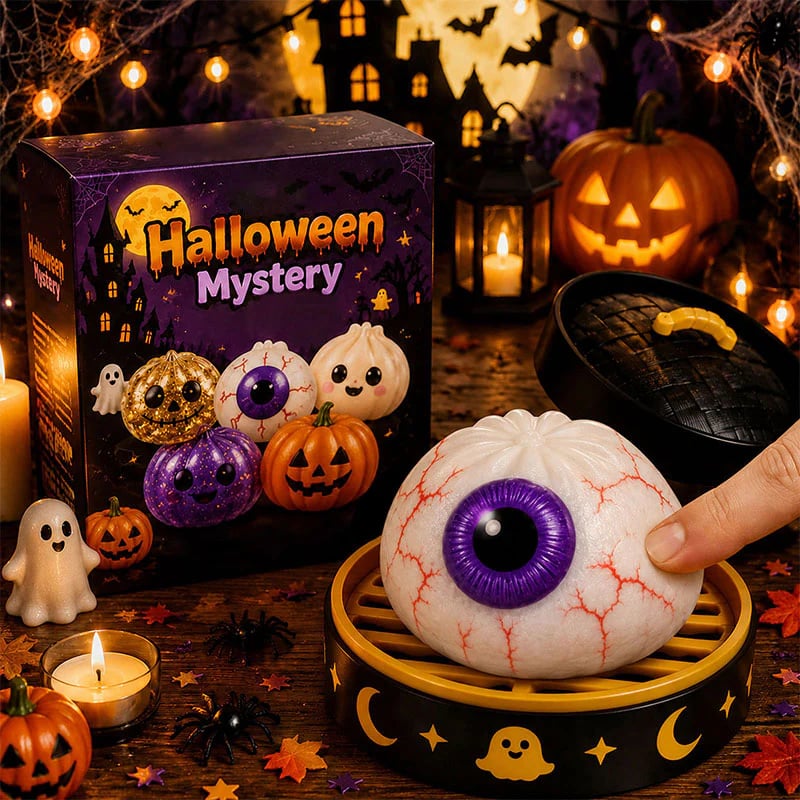 🎃 Halloween Squishy Squeeze Toy – 5 Styles Soft Pumpkin & Eyeball Fidget Toys 👻-V