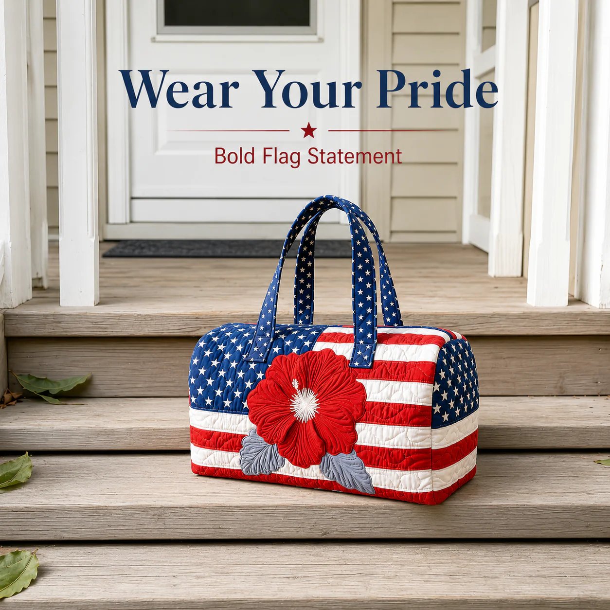 Floral American Flag Travel Duffel