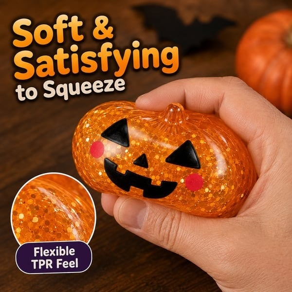 🎃 Halloween Squishy Squeeze Toy – 5 Styles Soft Pumpkin & Eyeball Fidget Toys 👻-V
