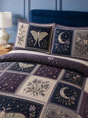 Luna Moth Quilted 3-Piece Bedding Set – Classic Americana Quilted Bedding With Matching Pillow Shams