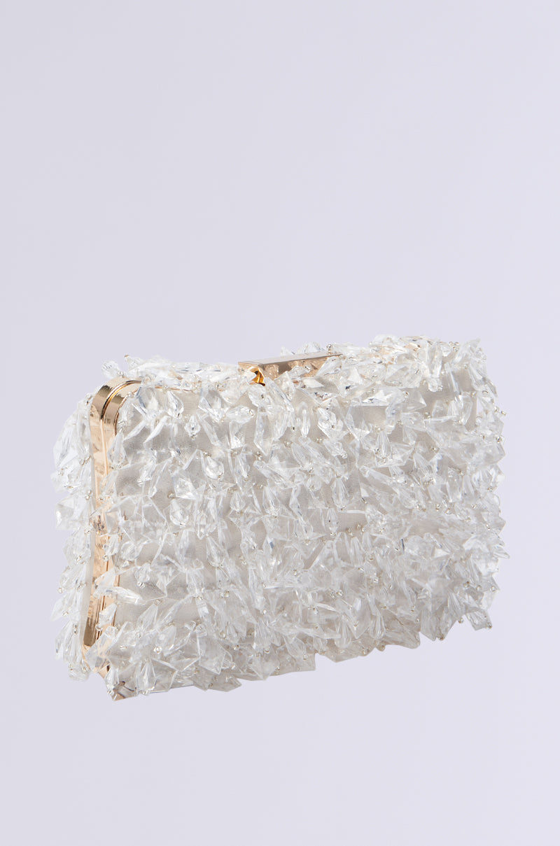 CRYSTAL CLEAR DRIPPY CLUTCH
