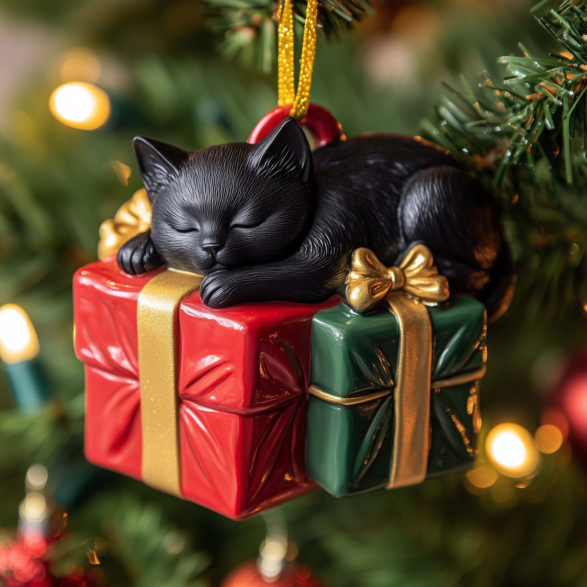 Gift Cat Christmas Mica Ornament GFSPQM179