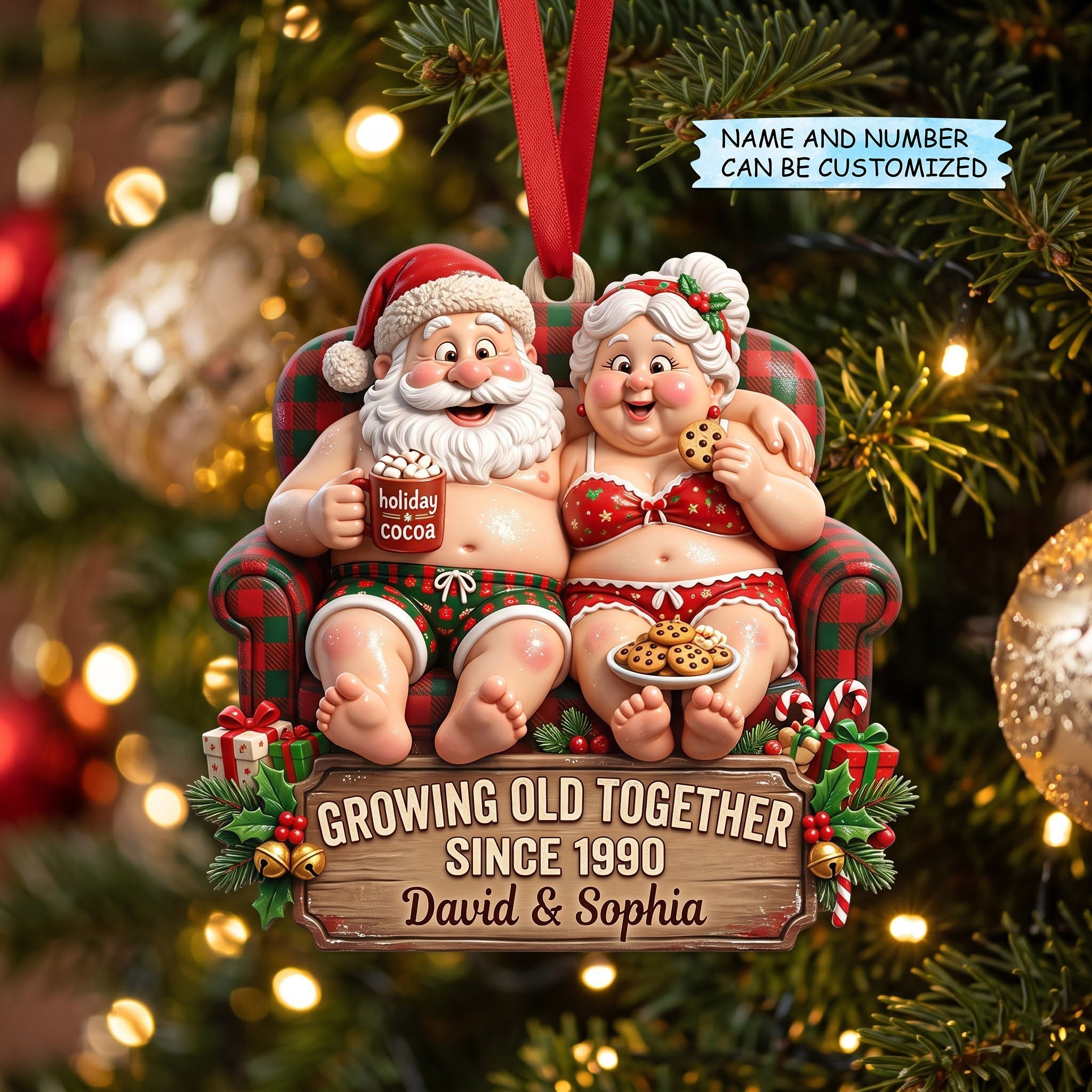 Personalized Santa Couple Christmas Mica Ornament QTCUZ GFTOMA14807