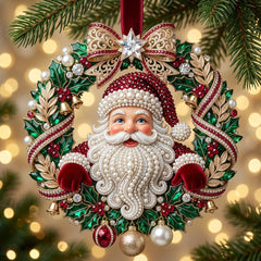 Sparkly Jeweled Santa Claus Christmas Mica Ornament