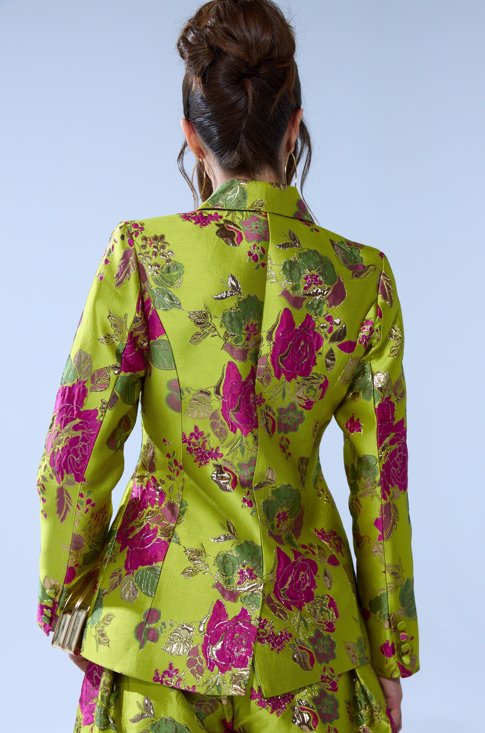 BUY MYSELF FLOWERS BROCADE BLAZER IN LIME