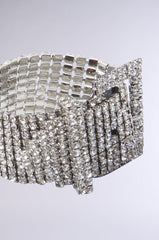 BUCKLE UP RHINESTONE BRACELET IN SILVER