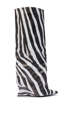 AZALEA WANG KENYA ZEBRA KNEE HIGH WEDGE BOOT