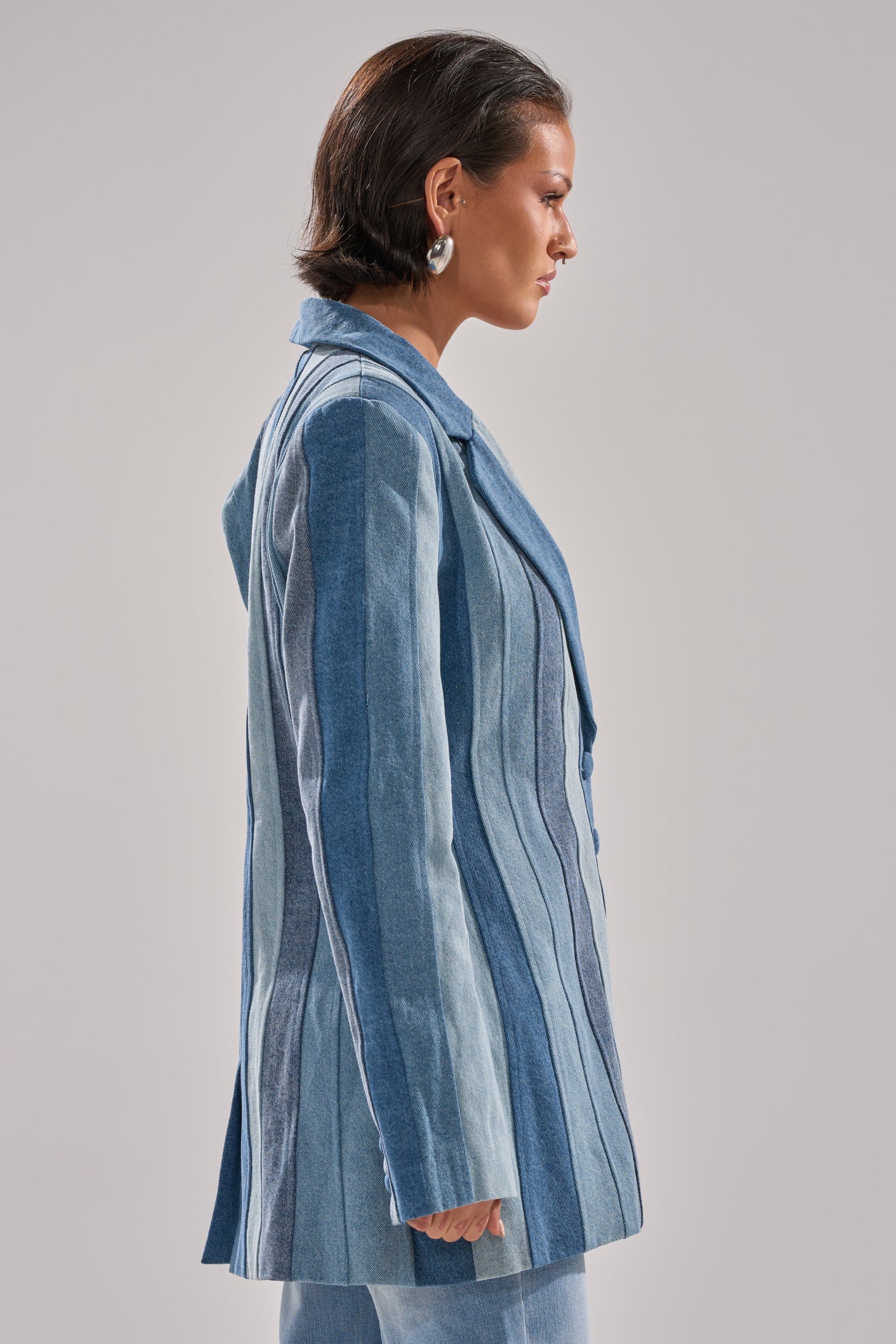 COME SLIDE PATCHWORK DENIM BLAZER