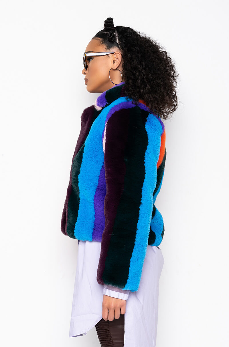 AZALEA WANG SAMBA MULTI COLOR FUR JACKET