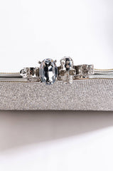 BAD BITCH KNUCKLES SILVER RHINESTONE CLUTCH
