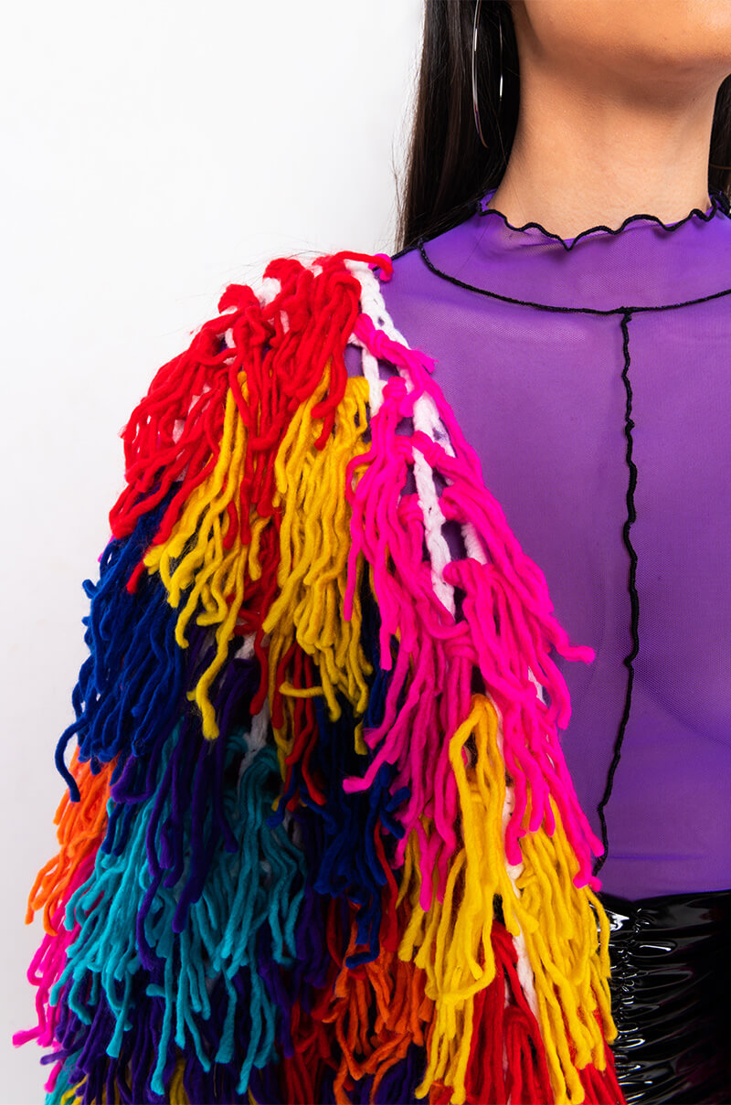 BEFORE I LOVE U FRINGE CARDIGAN MULTI