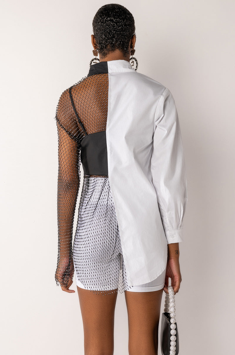 BITE ME HALF RHINESTONE TOP