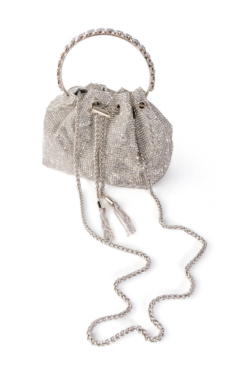 CADENCE EMBELLISHED SILVER BUCKET BAG