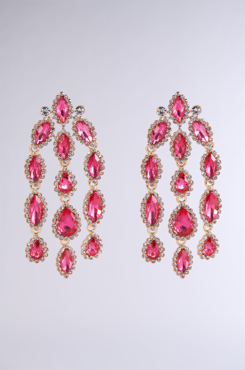 CASCADE RHINESTONE EARRING IN PINK