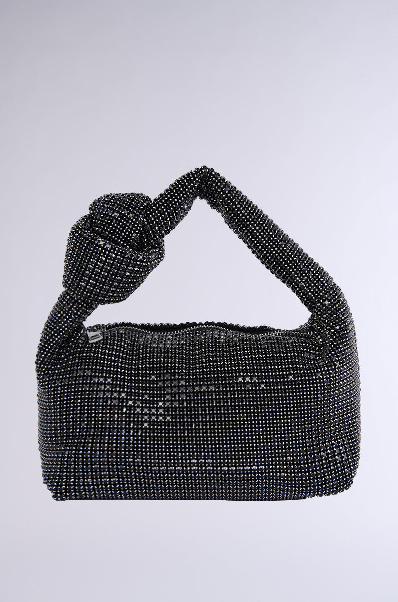 COME CLOSER RHINESTONE PURSE IN BLACK
