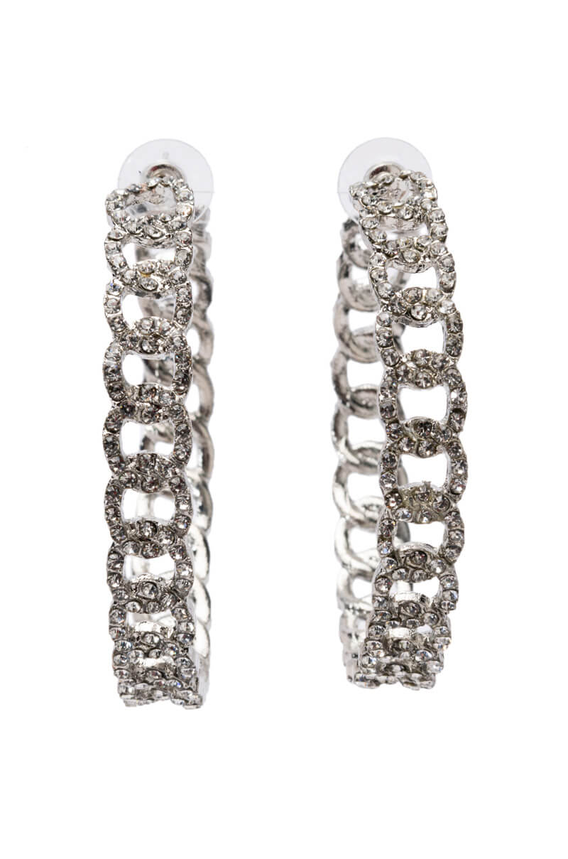 CUBAN SILVER PAVE HOOPS