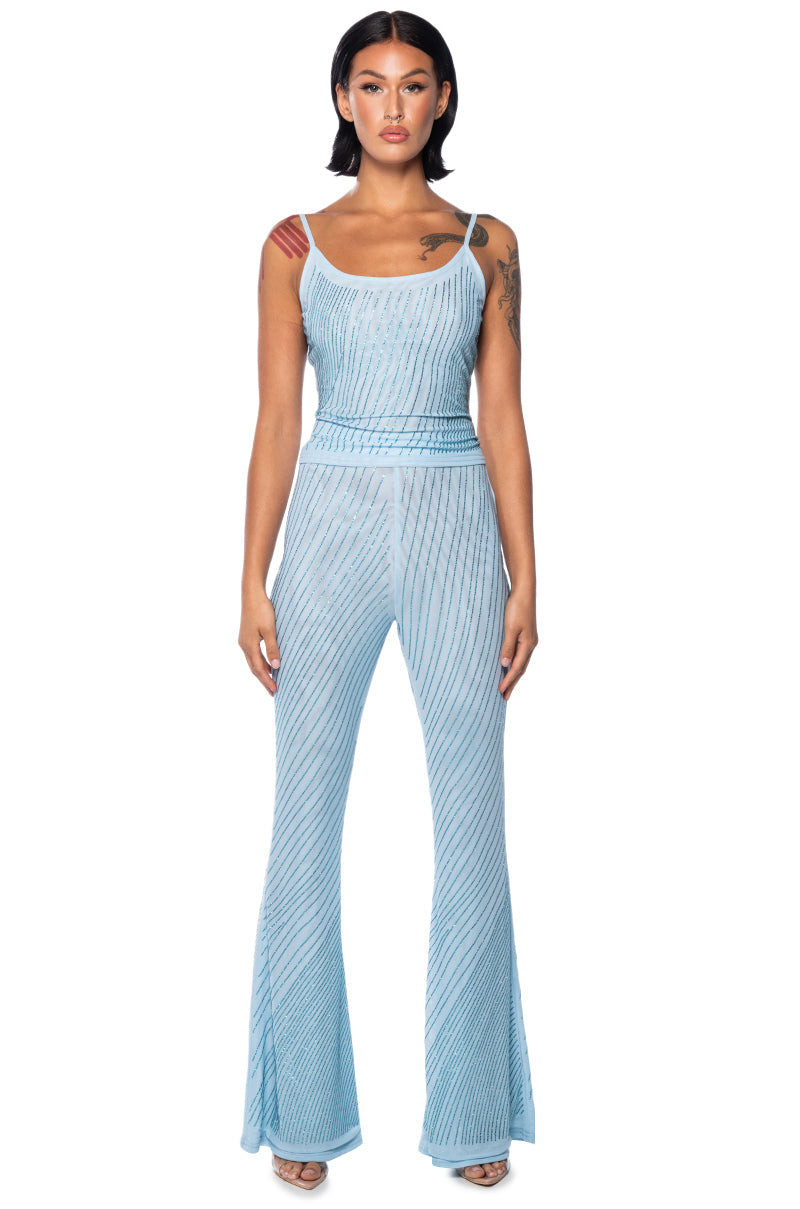 CUFF IT SLEEVELESS EMBELLISHED MESH TANK