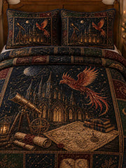Phoenix Wizarding Castle Patchwork 3‐Piece Quilted Bedding Set