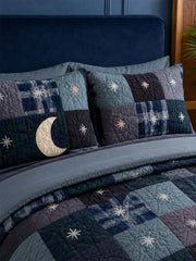 Midnight Star Quilted 3-Piece Bedding Set – Dark Americana Quilted Bedding With Matching Pillow Shams