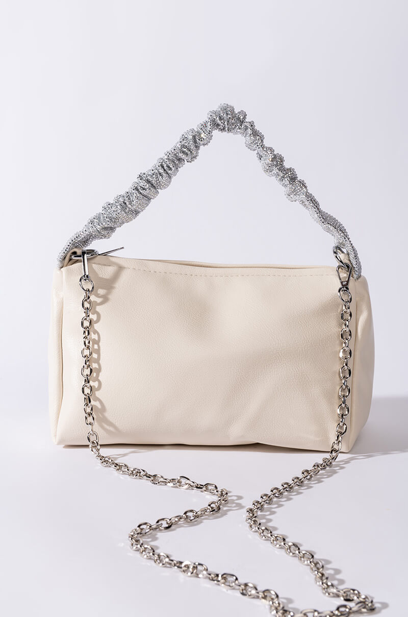 DESTINY RHINESTONE STRAP WHITE PURSE