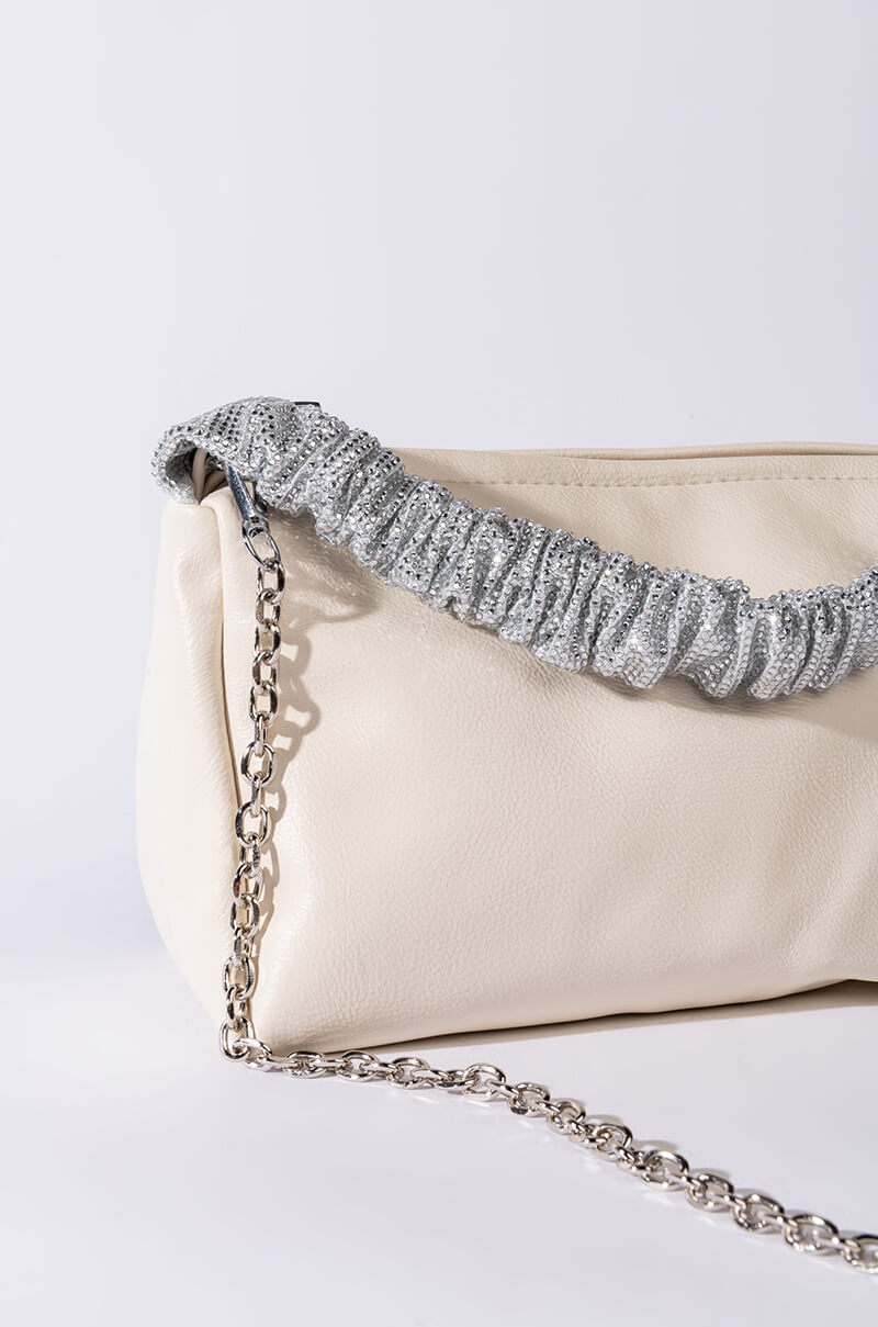 DESTINY RHINESTONE STRAP WHITE PURSE