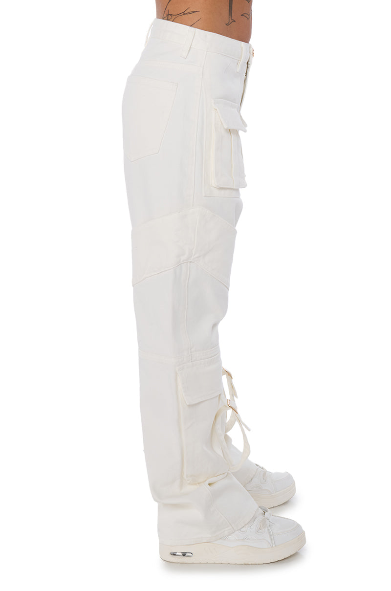 ELEVATED WHITE WASH DENIM UTILITY JOGGER