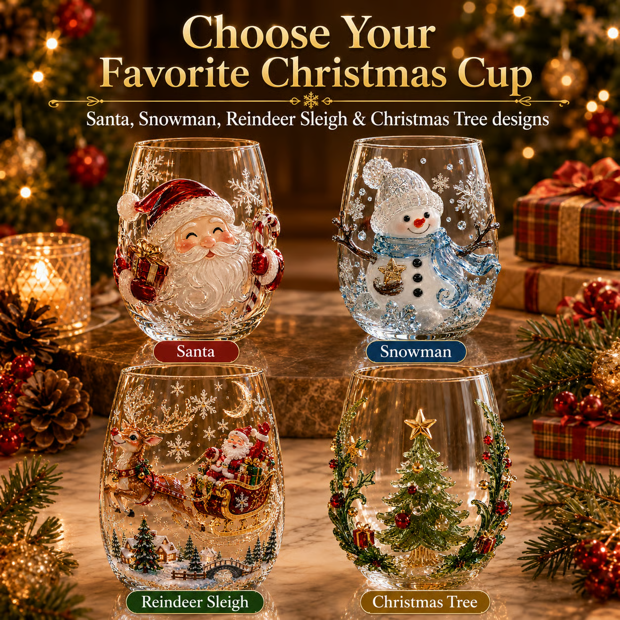 🎁Magical Christmas Glass Cup Gift Collection✨