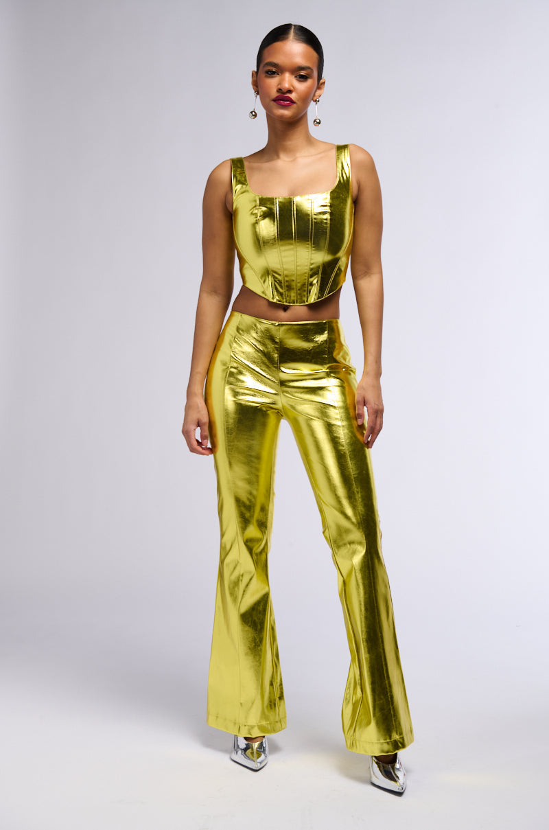 NEED YOU TONIGHT METALLIC FAUX LEATHER CORSET
