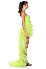 ON MY LEVEL TULLE HIGH LOW DRESS