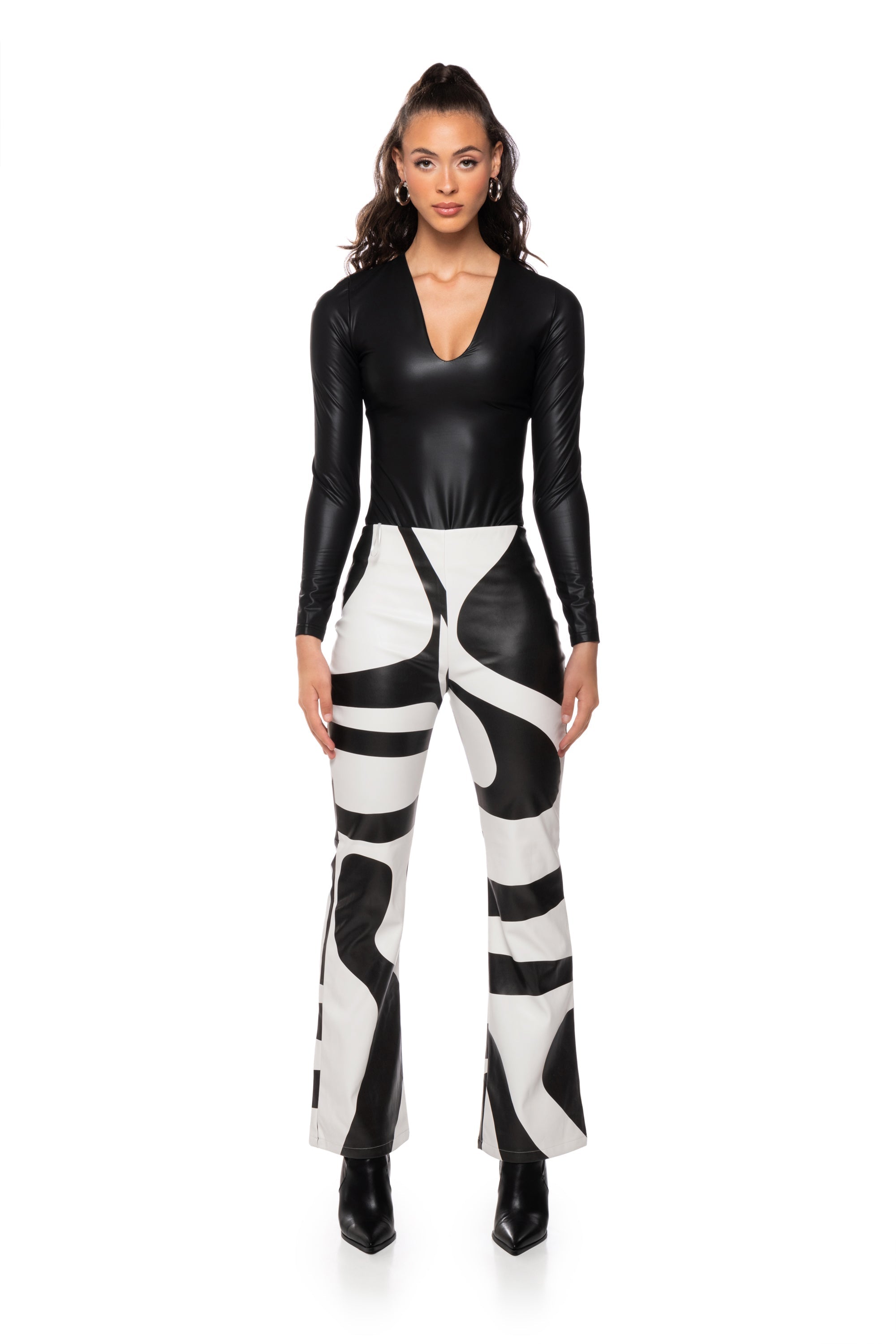 PAXTON FAUX LEATHER LONG SLEEVE BODYSUIT