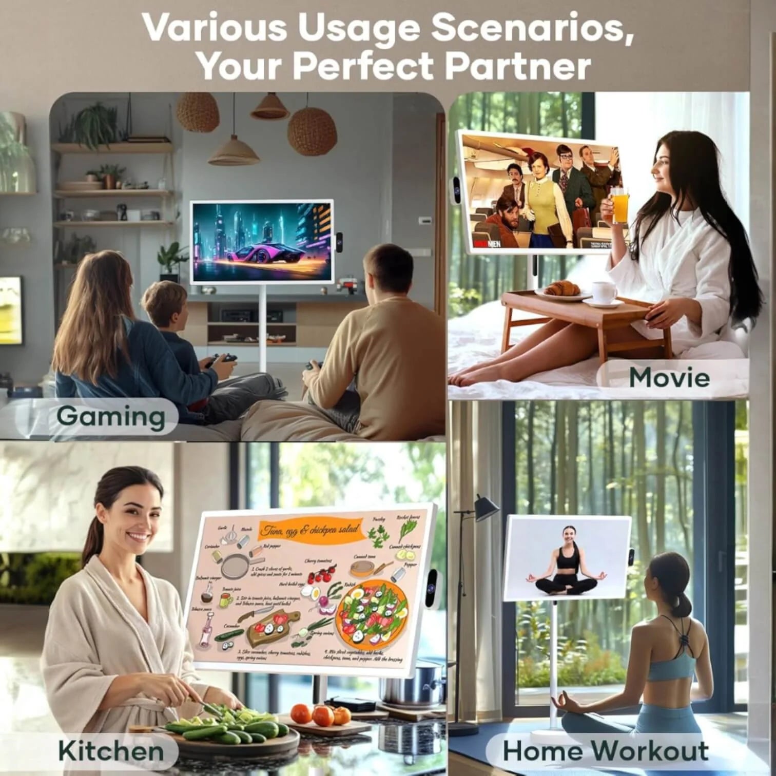 Portable TV Stand with Wheels for 32 Inch TVs